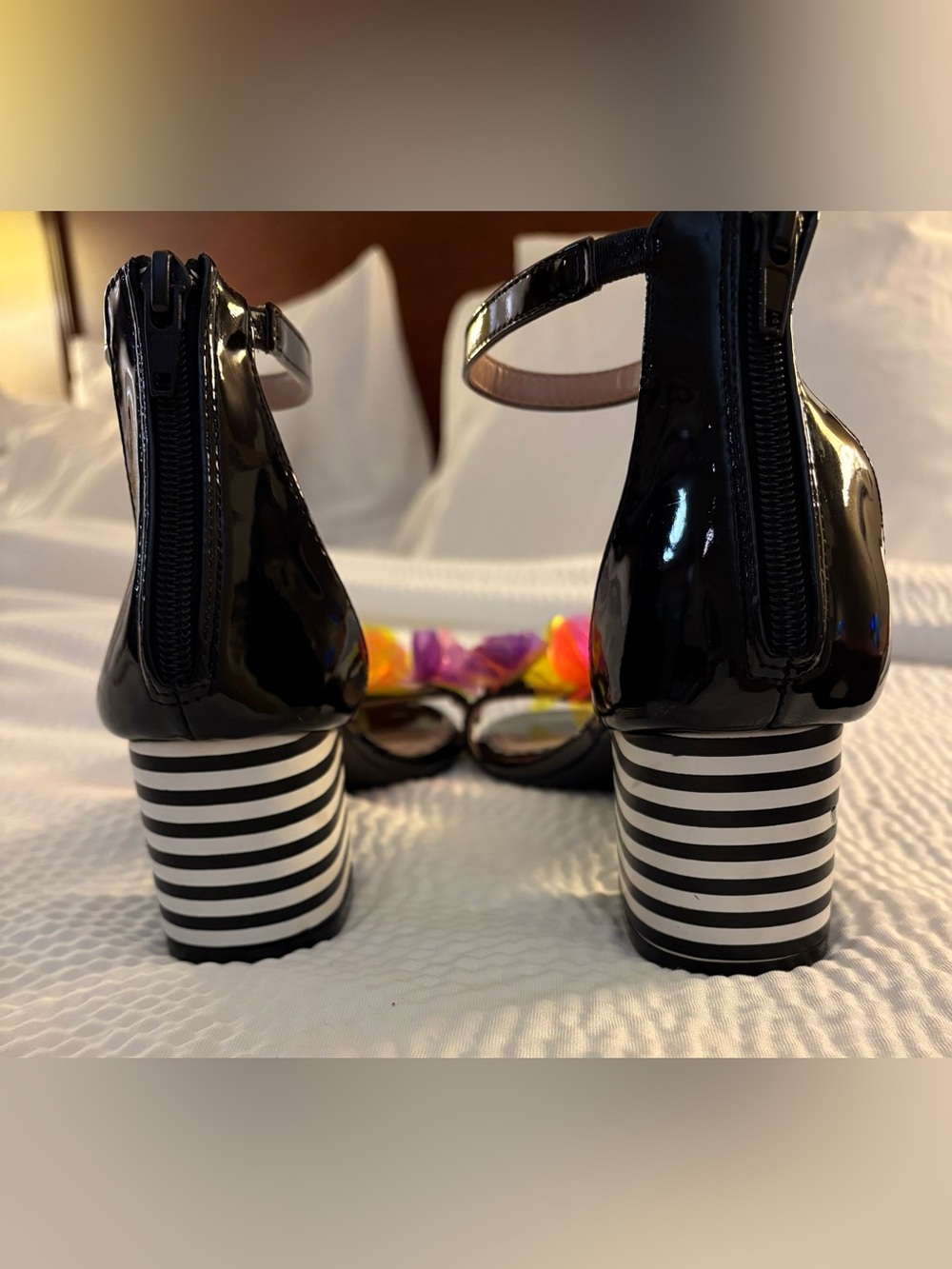 Betsey Johnson Iria Floral Striped Ankle Strap Heels Shoes Size 8 1/2. - Picture 6 of 6